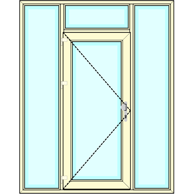 Huisdeur met boven- en zijlichten vastglas