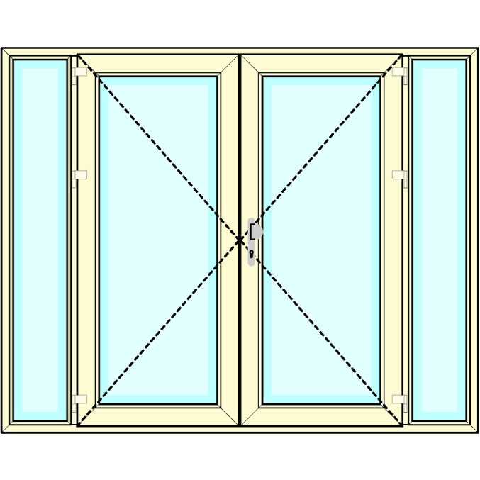 Huisdeur 2-delig met  2 zijlichten vastglas