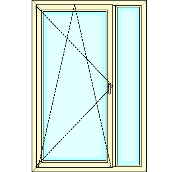 Draaikiep deur met zijdeel vastglas