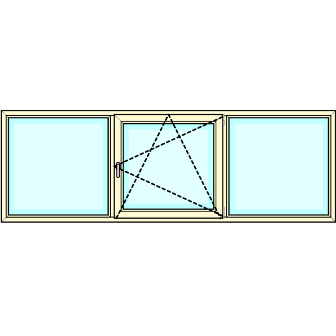 Draaikiep met 2 zijdelen vastglas