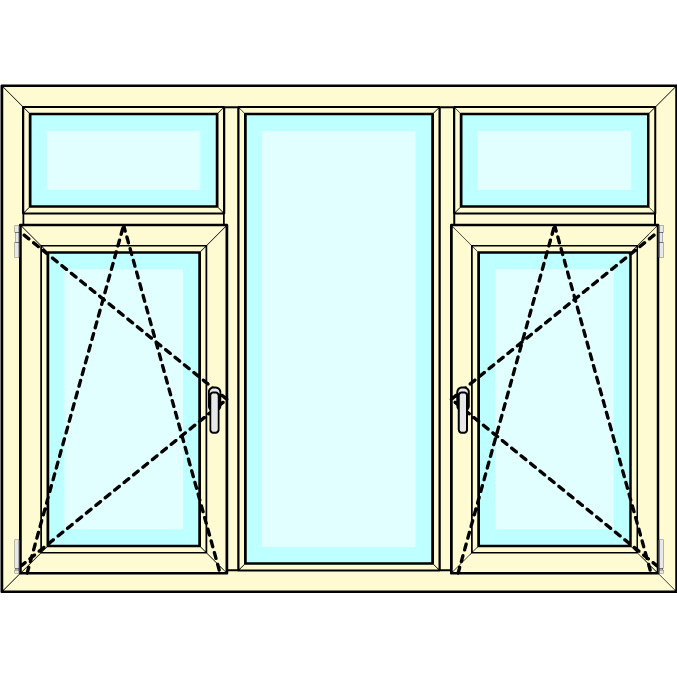 2 - delig Draaikiep met 3-delig vastglas