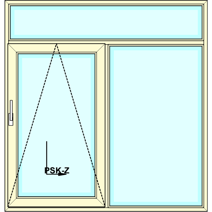 Kiepschuifpui met boven- en zijlicht vastglas